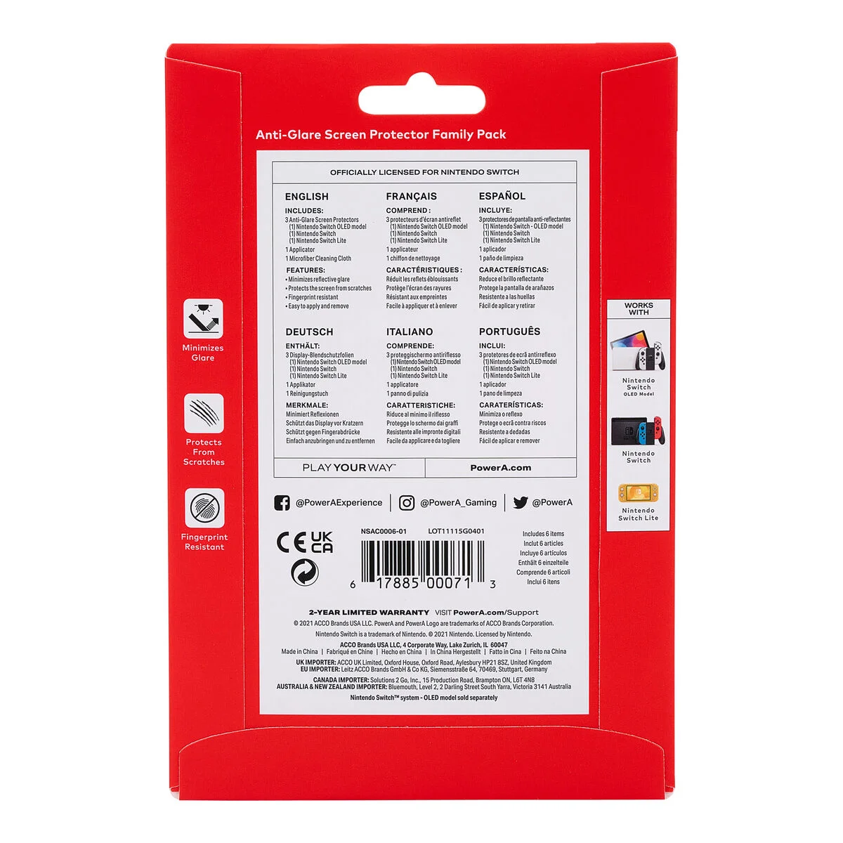 Protector de Pantalla para Nintendo Switch Powera NSAC0006-02