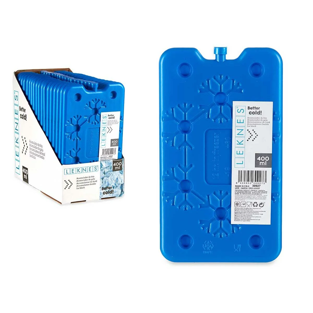 Acumulador de Frío Leknes 400 ml 14 x 24,5 x 1,5 cm (18 Unidades)