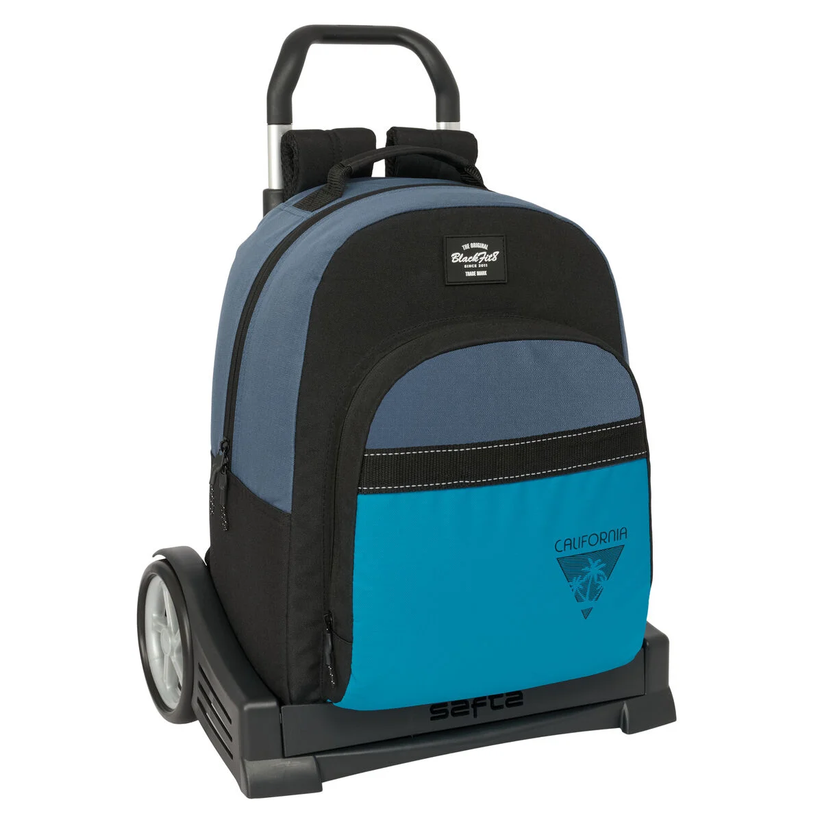 Mochila Escolar con Ruedas BlackFit8 California Azul Negro 32 x 42 x 15 cm