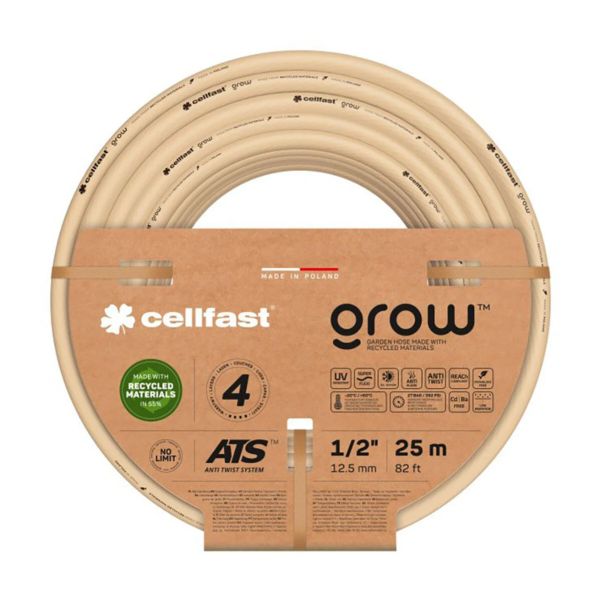 Manguera Cellfast Grow 25 m 3/4" Ø 19 mm Beige