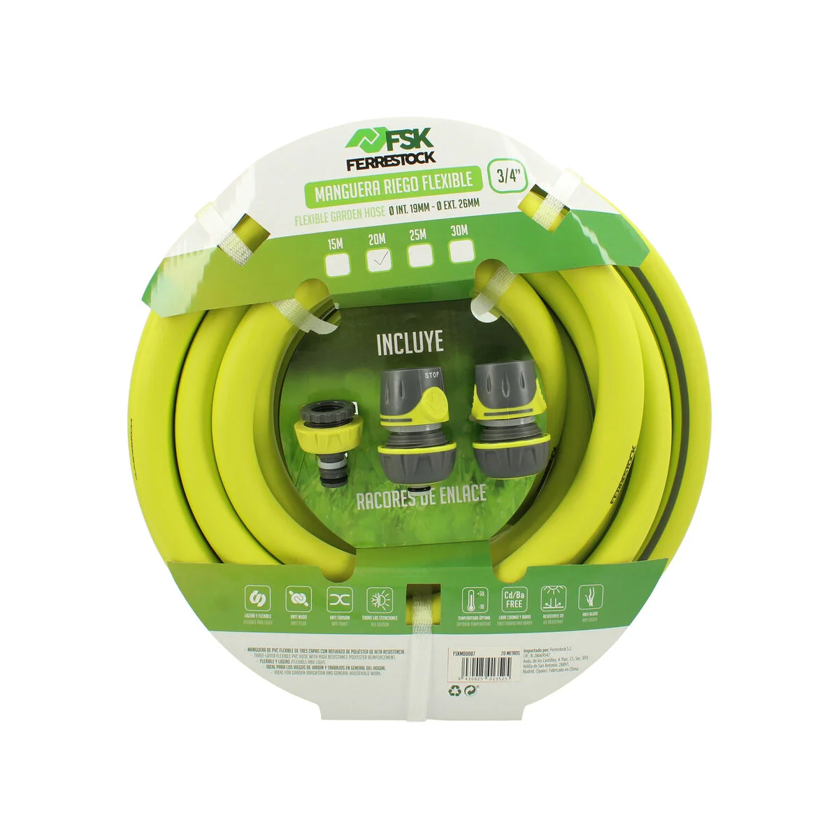 Manguera Ferrestock 3/4" Poliéster 20 m Ø 19 mm Flexible