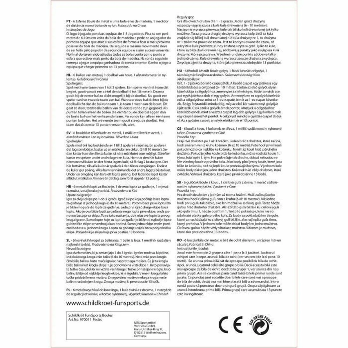 Juego de Petanca Schildkröt