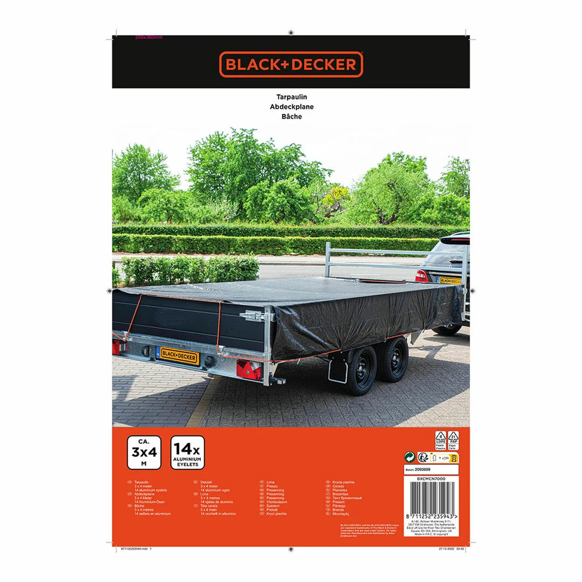 Funda para remolque Black & Decker Negro 3 x 4 m