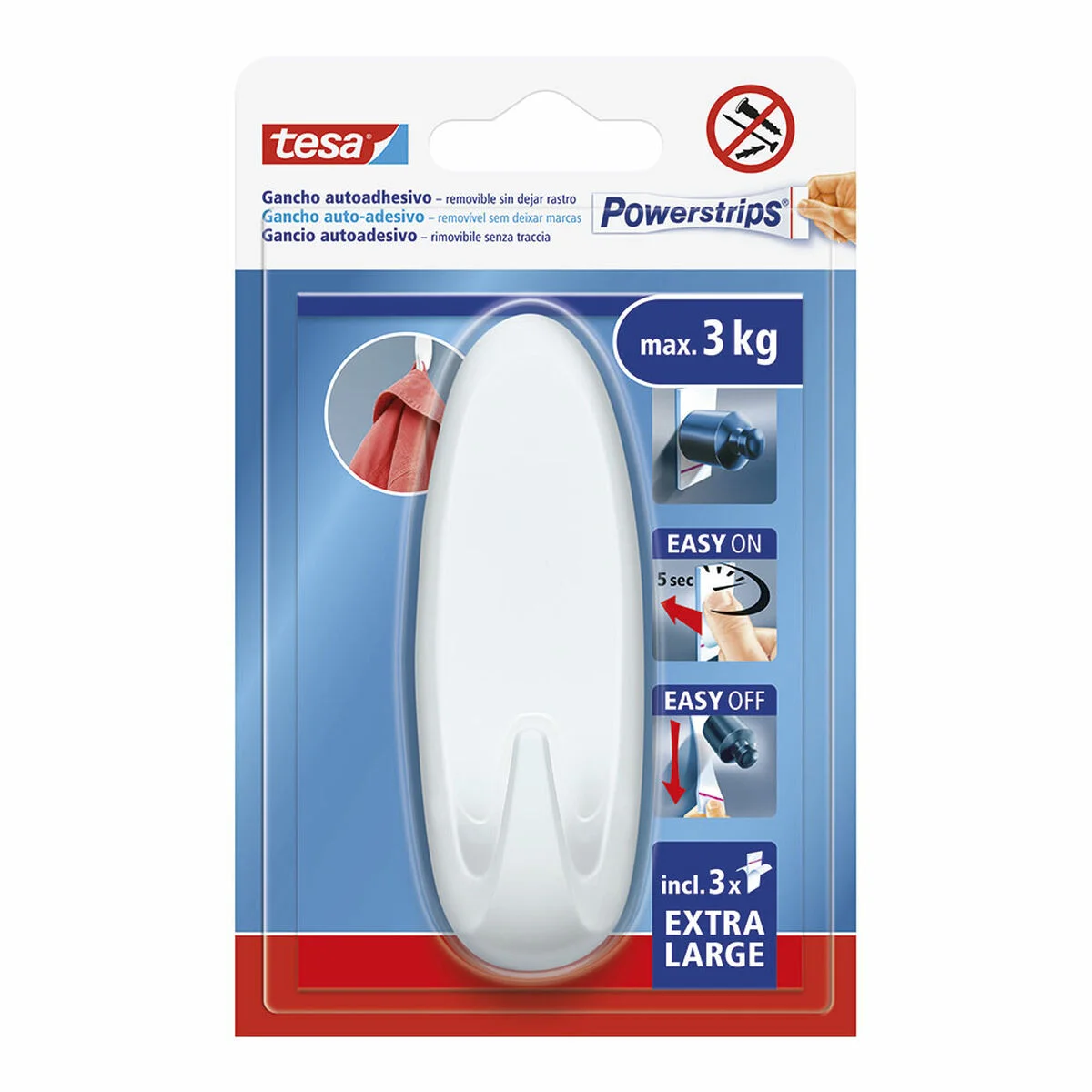 Gancho para colgar TESA Powerstrips XL Autoadhesivo