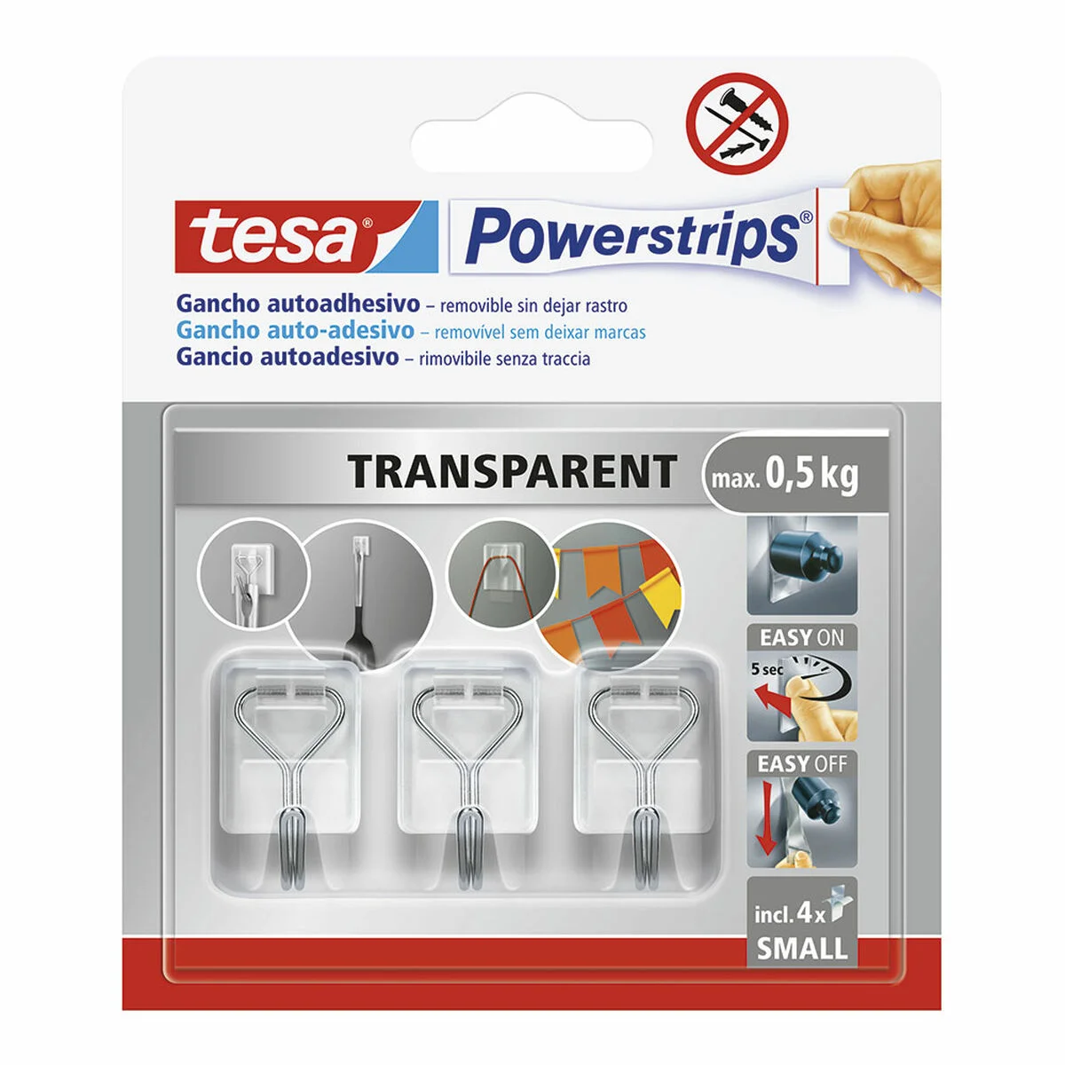 Gancho para colgar TESA Powerstrips S Autoadhesivo