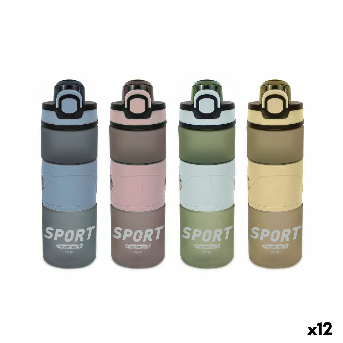 Botella de Agua Bewinner 500 ml 0,5 L 7 x 20,5 cm (12 Unidades)