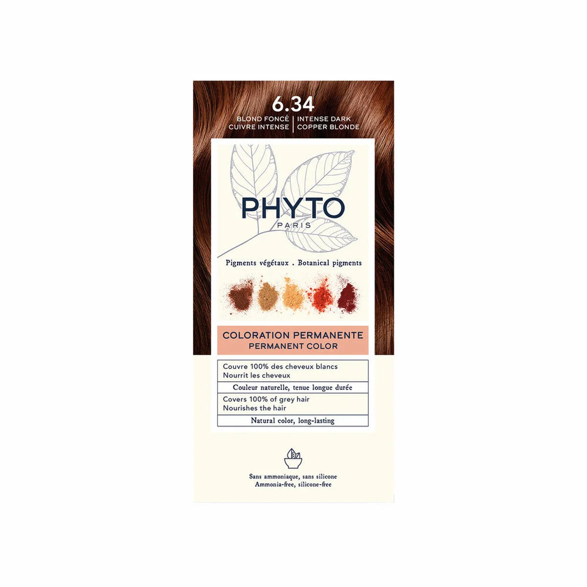 Coloración Permanente Phyto Paris PHYTOCOLOR Nº6.34 Rubio Oscuro Cobrizo