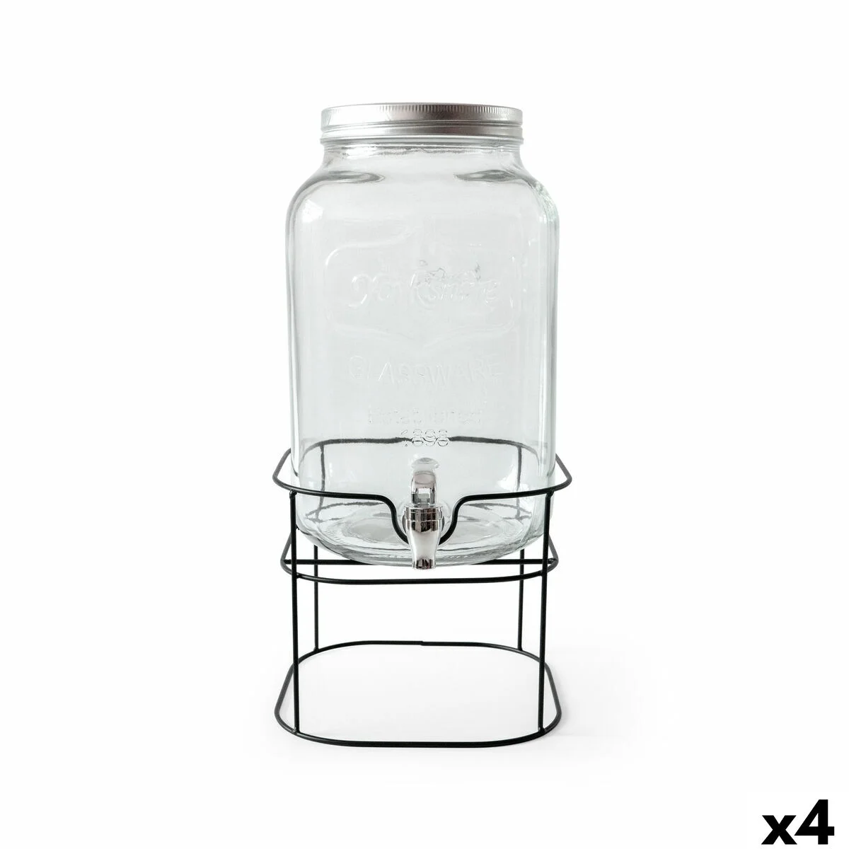 Dispensador de bebidas La Mediterránea Rustik Metal Vidrio 8 L 22 x 22 x 37 cm (4 Unidades)