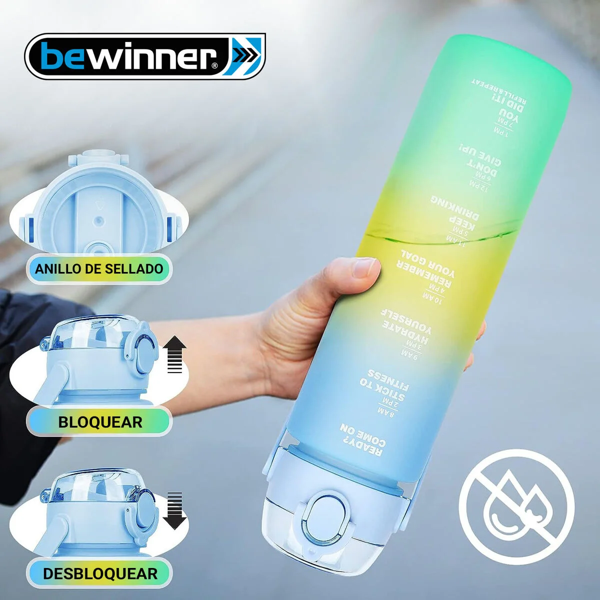 Botella de Agua Bewinner Multicolor 600 ml 7,5 X 20 CM (12 Unidades)
