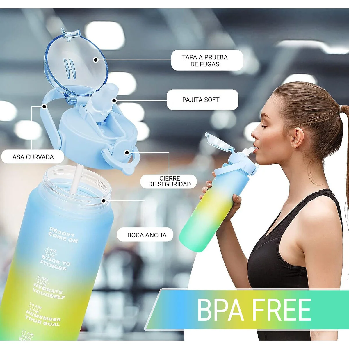 Botella de Agua Bewinner Multicolor 600 ml 7,5 X 20 CM (12 Unidades)