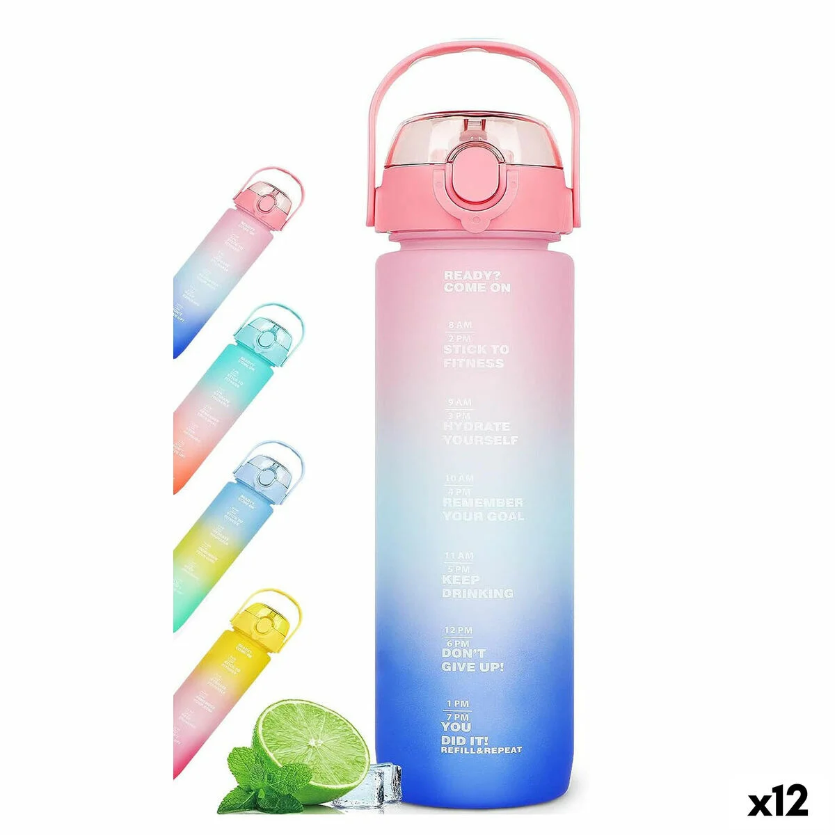 Botella de Agua Bewinner Multicolor 600 ml 7,5 X 20 CM (12 Unidades)