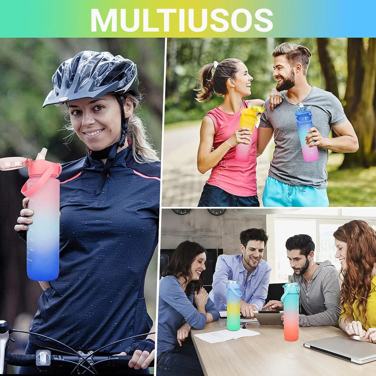 Botella de Agua Bewinner Multicolor 800 ml 7,3 x 7,3 x 23,5 (12 Unidades)