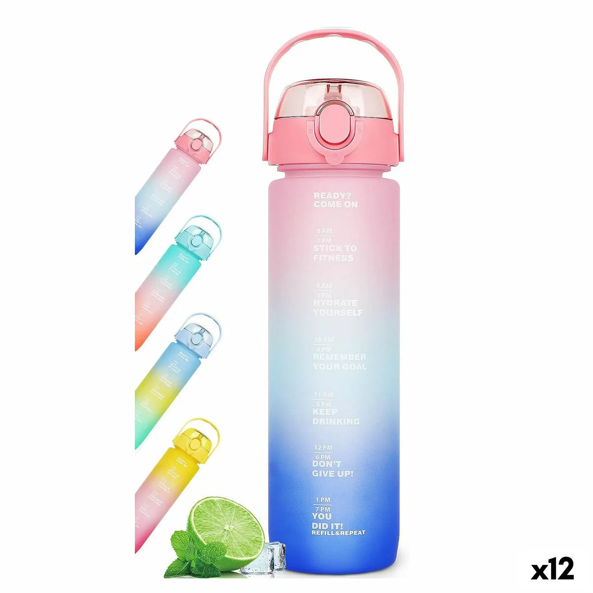 Botella de Agua Bewinner Multicolor 800 ml 7,3 x 7,3 x 23,5 (12 Unidades)