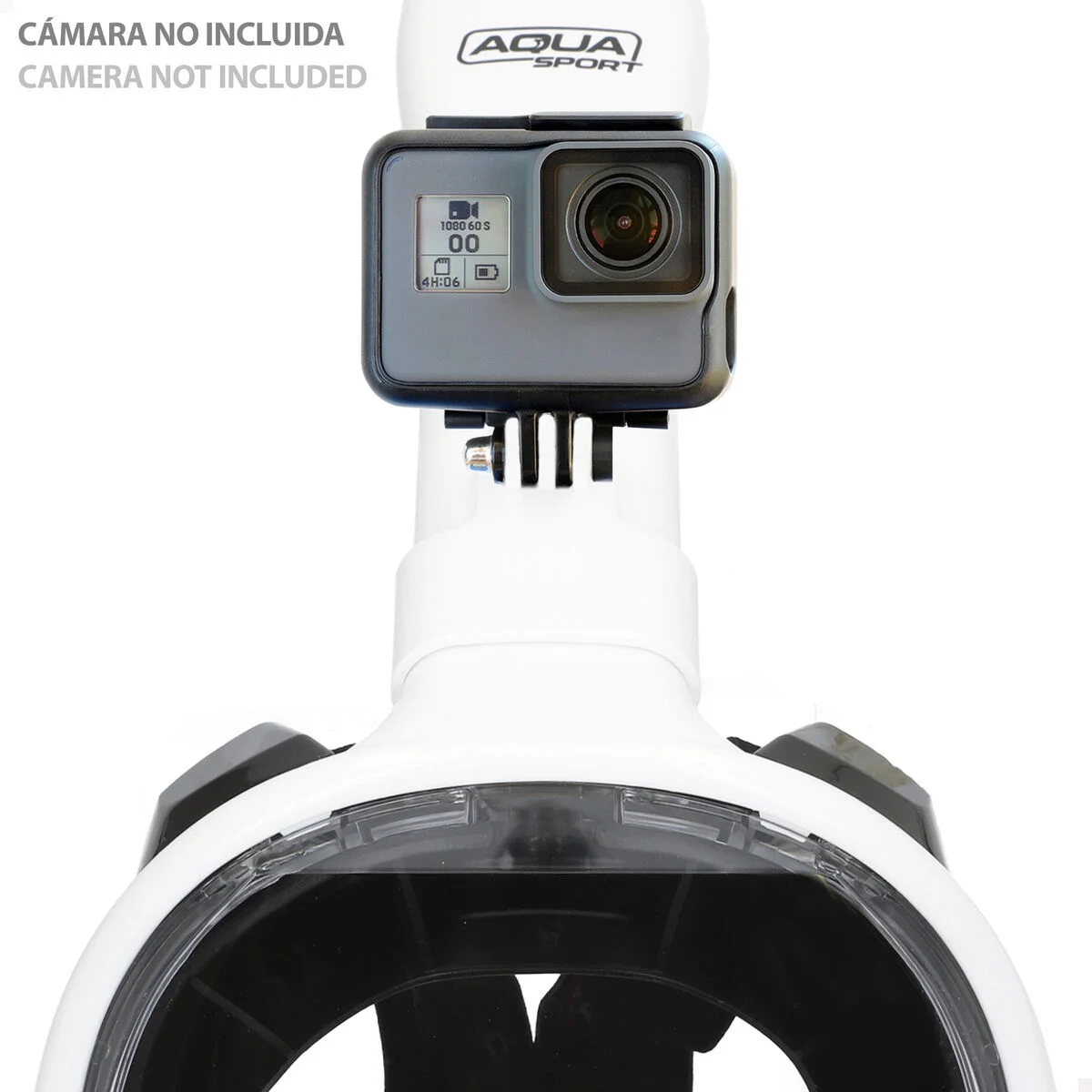 Máscara de Snorkel con Soporte para Cámara Deportiva AquaSport Azul Blanco (4 Unidades)