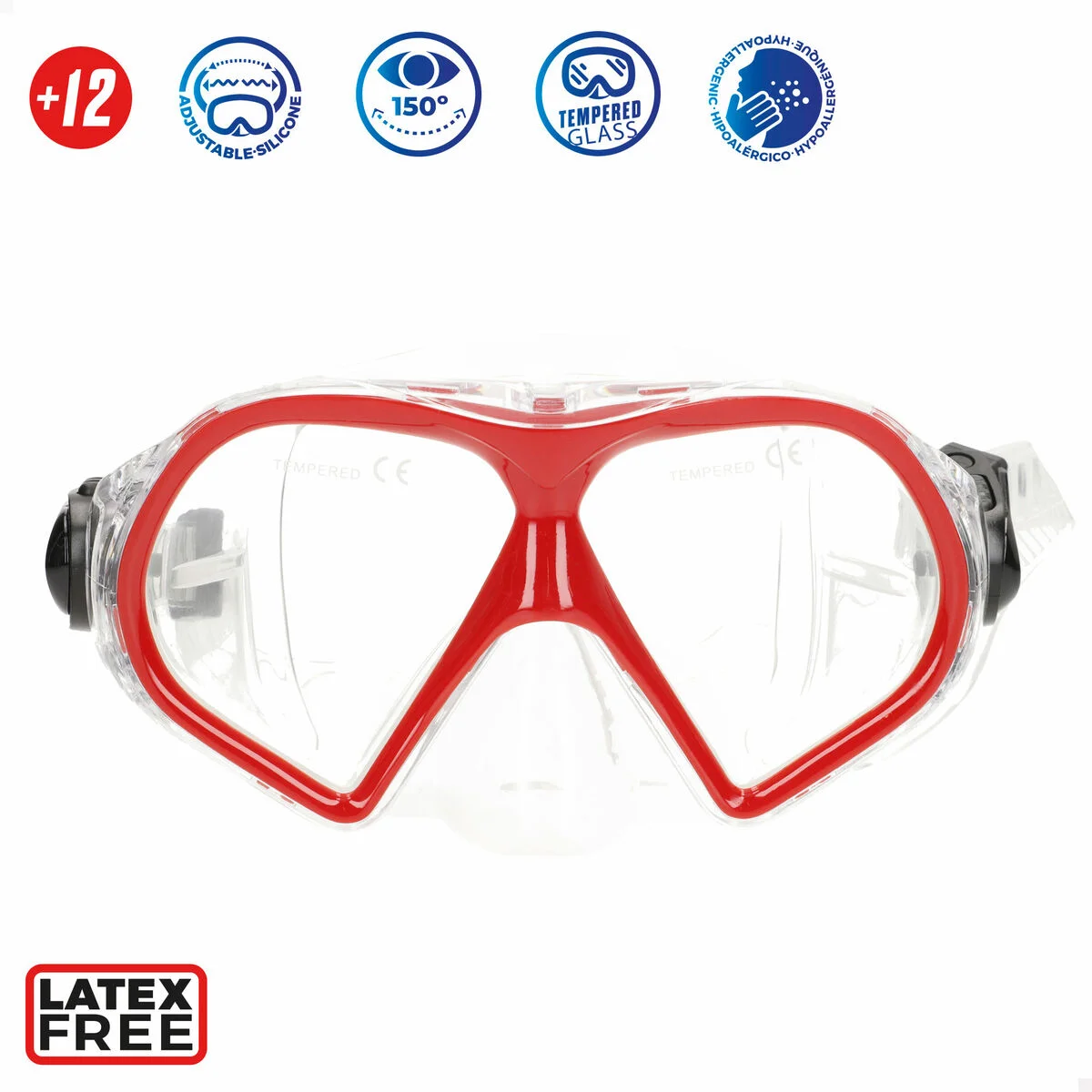 Gafas de Buceo con Tubo AquaSport Rojo Gris (6 Unidades)