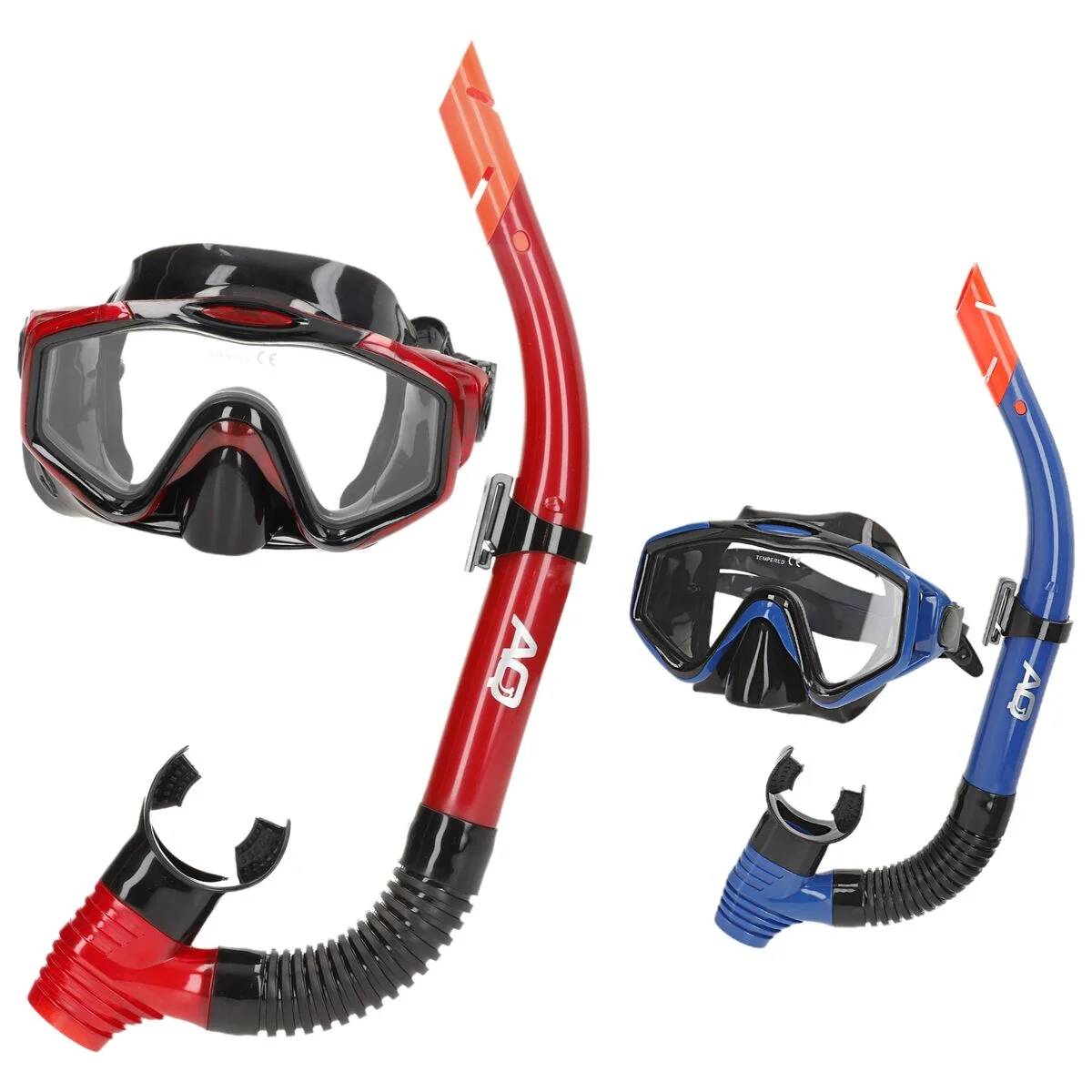 Gafas de Buceo con Tubo AquaSport Azul Rojo (6 Unidades)