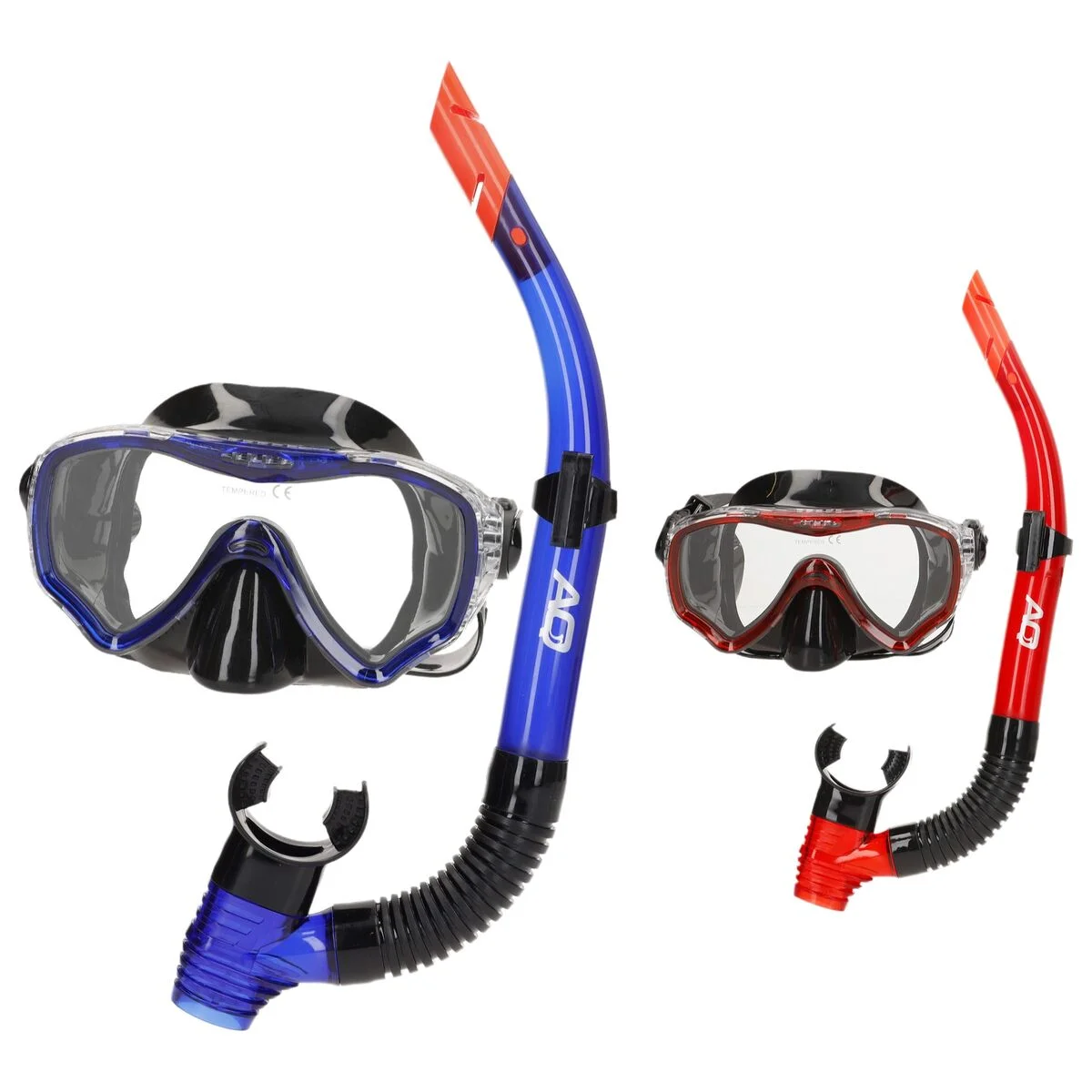 Gafas de Buceo con Tubo AquaSport Azul Rojo (6 Unidades)