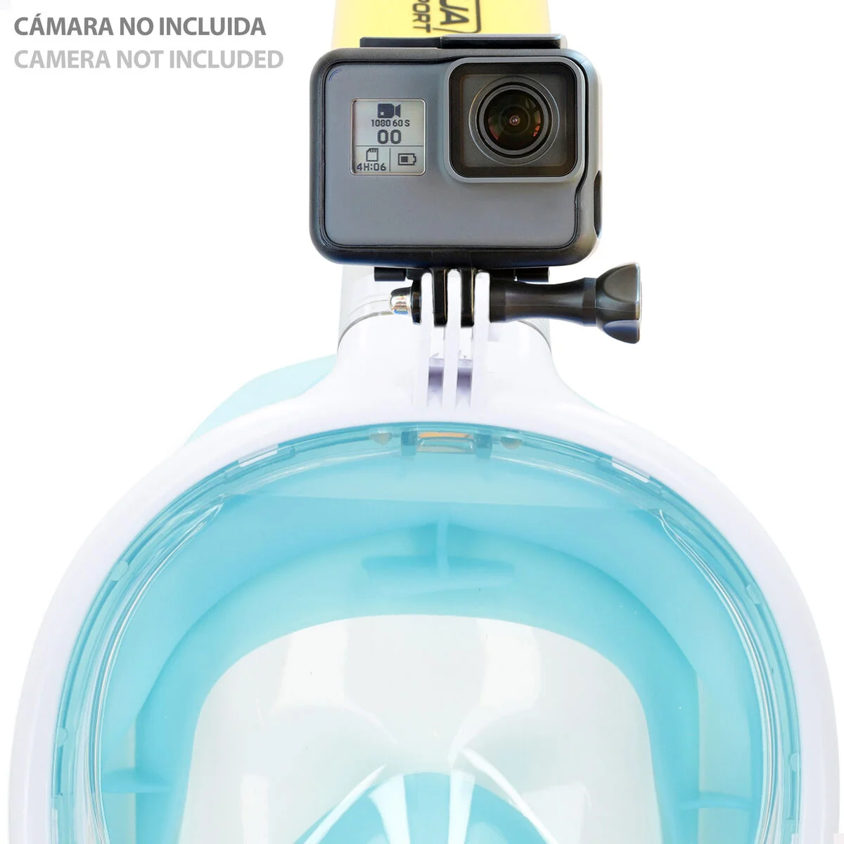 Máscara de Snorkel con Soporte para Cámara Deportiva AquaSport Azul Turquesa (4 Unidades)