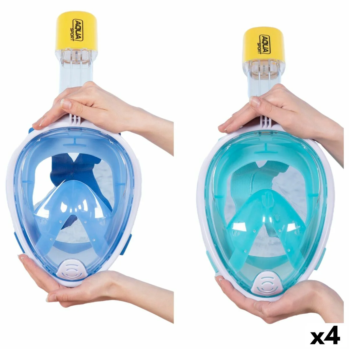 Máscara de Snorkel con Soporte para Cámara Deportiva AquaSport Azul Turquesa (4 Unidades)
