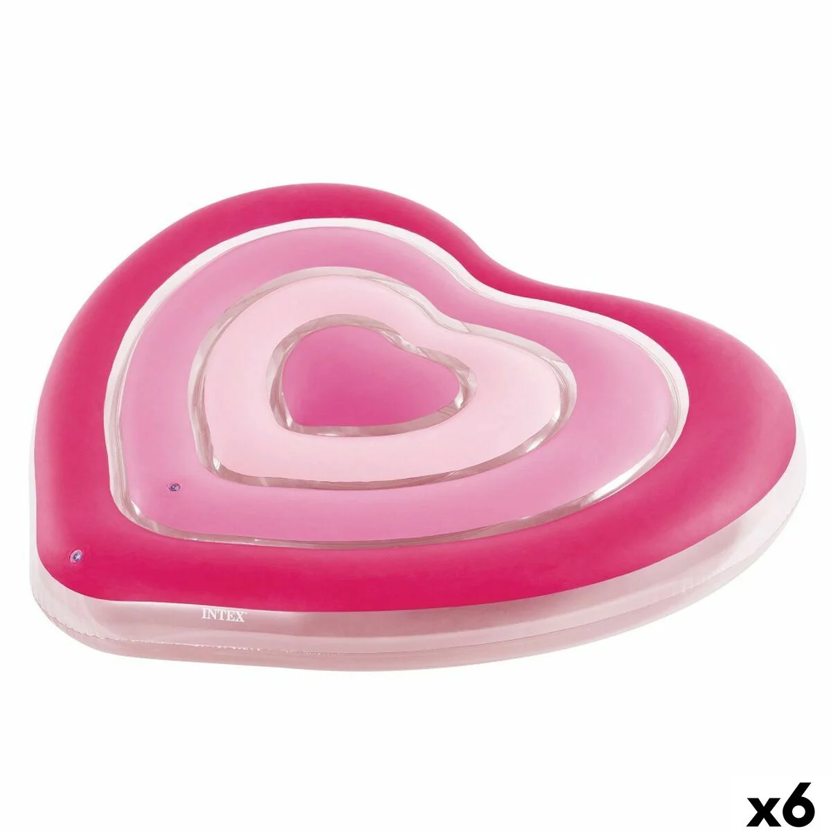 Colchoneta Hinchable Intex Corazón 135 x 155 x 25 cm Rosa (6 Unidades)