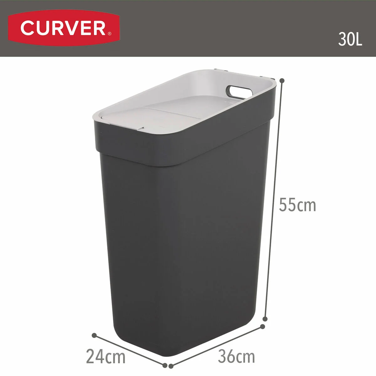 Waste bin Curver Grey Plastic 30 L (6 Units)