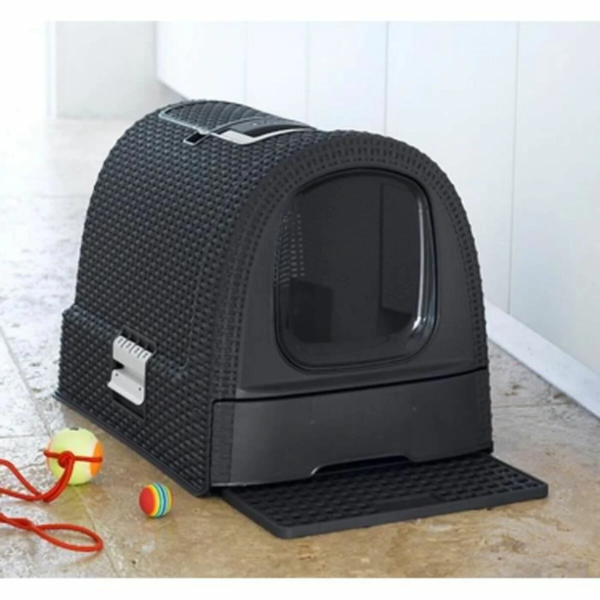 Cat Litter Box Curver Anthracite 51 x 38,5 x 39,5 cm Plastic (Plastic)