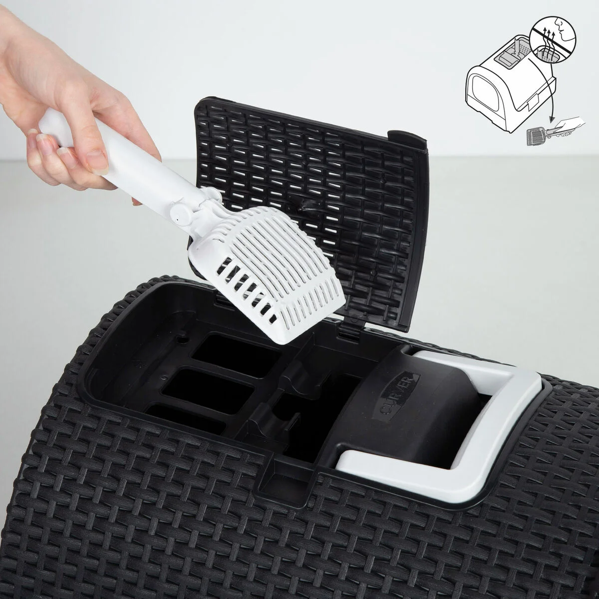 Cat Litter Box Curver Anthracite 51 x 38,5 x 39,5 cm Plastic (Plastic)