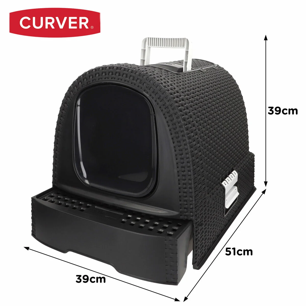 Cat Litter Box Curver Anthracite 51 x 38,5 x 39,5 cm Plastic (Plastic)