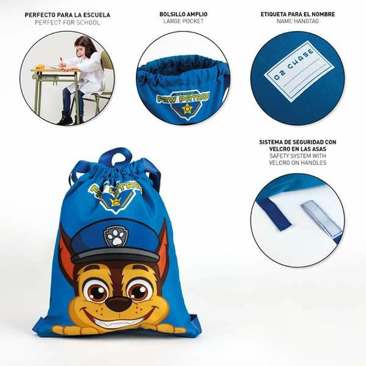 Bolsa Mochila con Cuerdas The Paw Patrol Azul 27 x 33 cm