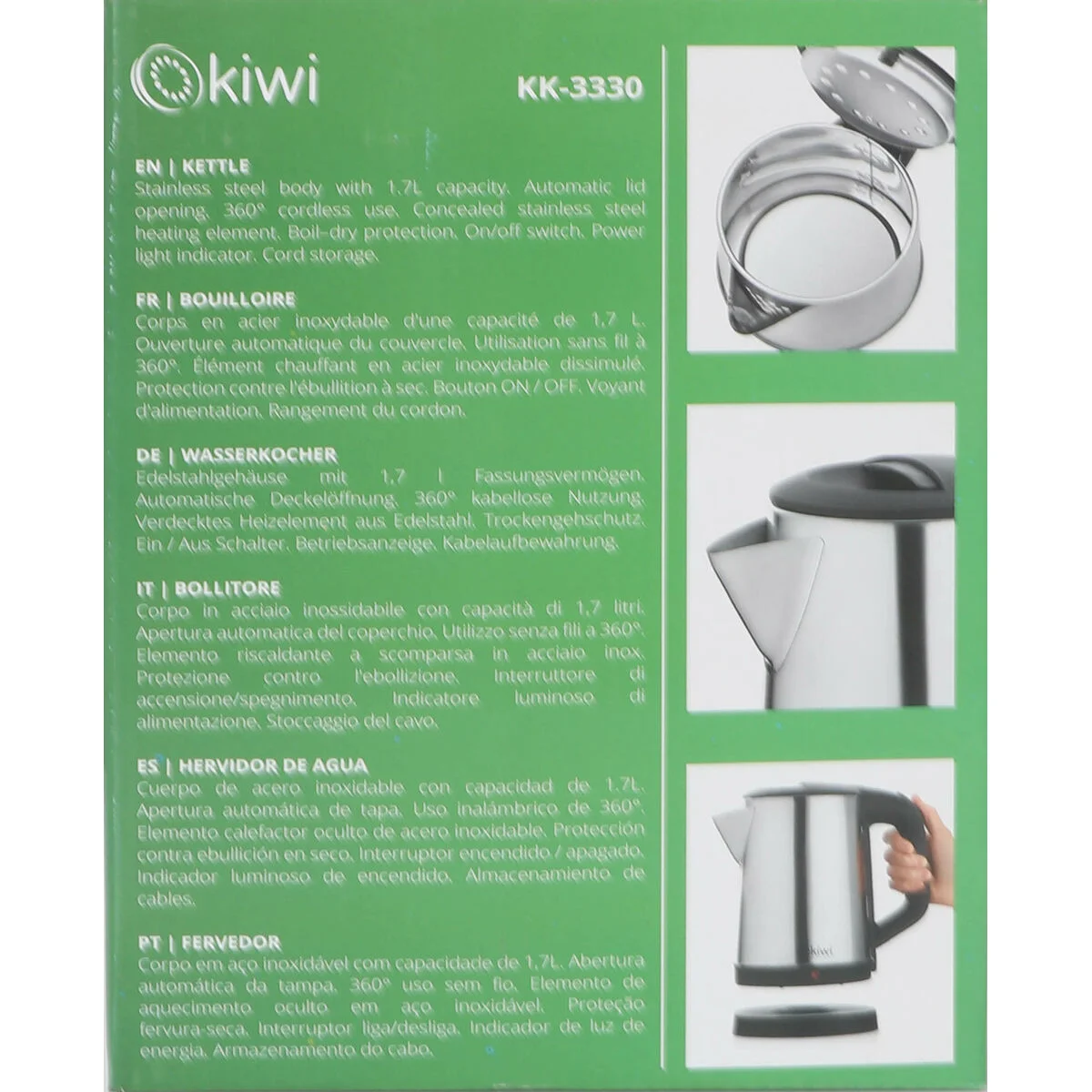 Hervidor Kiwi Acero 1800 W 1,7 L (4 Unidades)