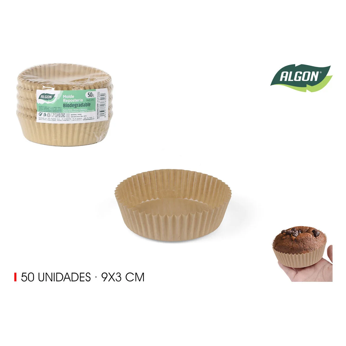 Set de Moldes de Repostería Algon Papel 9 X 3 CM 50 Piezas (36 Unidades)