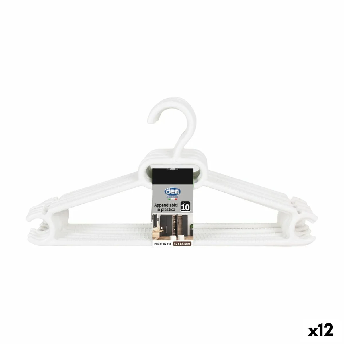Juego de Perchas Dem Colores Plástico 0,5 x 37 x 18,5 cm 10 Piezas (12 Unidades)