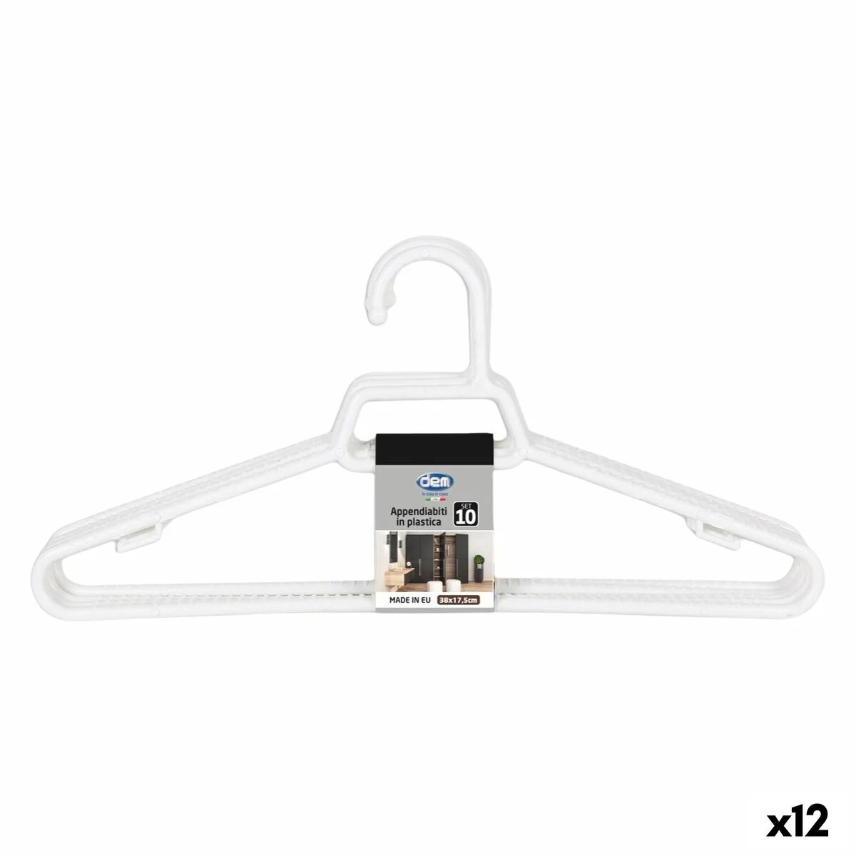 Juego de Perchas Dem Colores Plástico 38 x 17,5 x 0,5 cm 10 Piezas (12 Unidades)