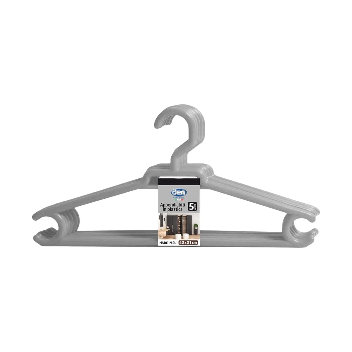 Set of Clothes Hangers Dem Colores Plastic 42 x 20 cm 5 Pieces (12 Units)