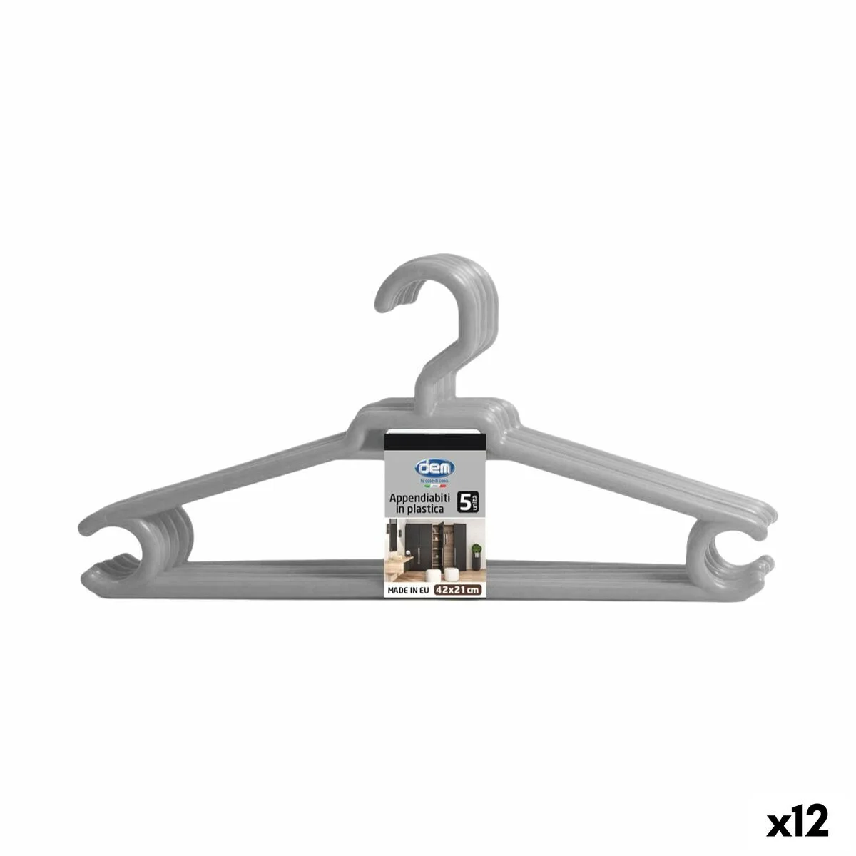 Juego de Perchas Dem Colores Plástico 42 x 20 cm 5 Piezas (12 Unidades)