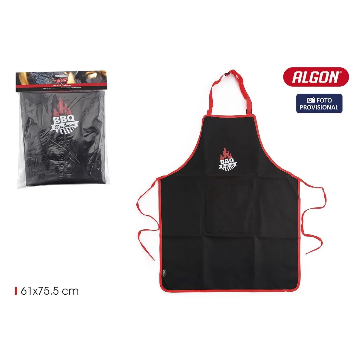 Delantal Algon 61 x 75,5 cm Negro Barbacoa