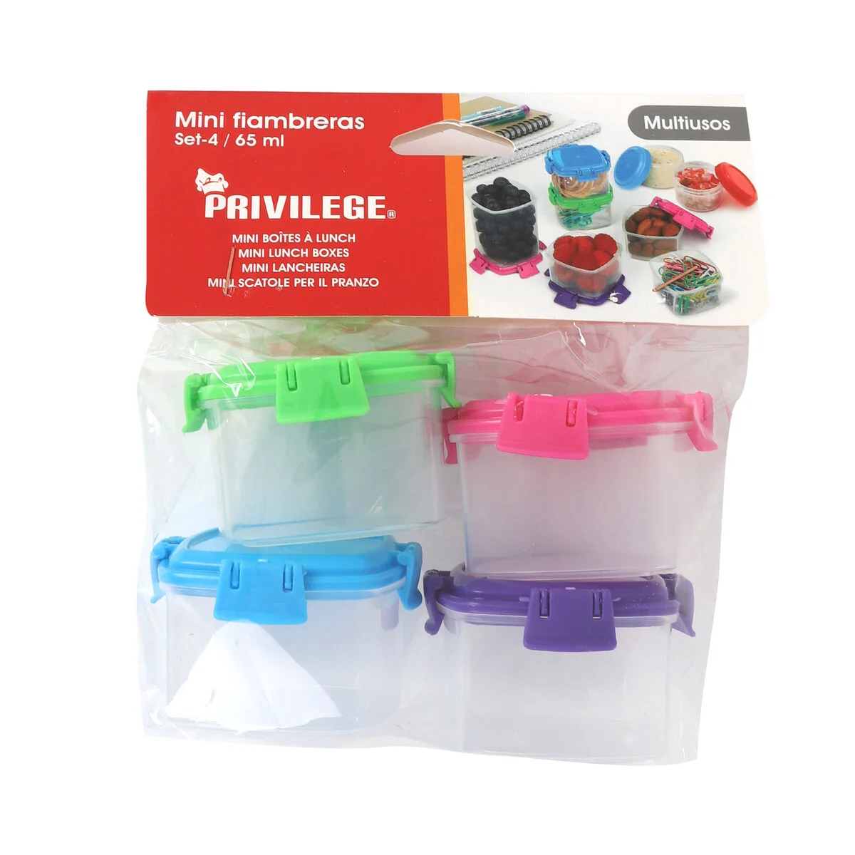 Set de Fiambreras Privilege 65 ml Mini 4 Piezas (24 Unidades)