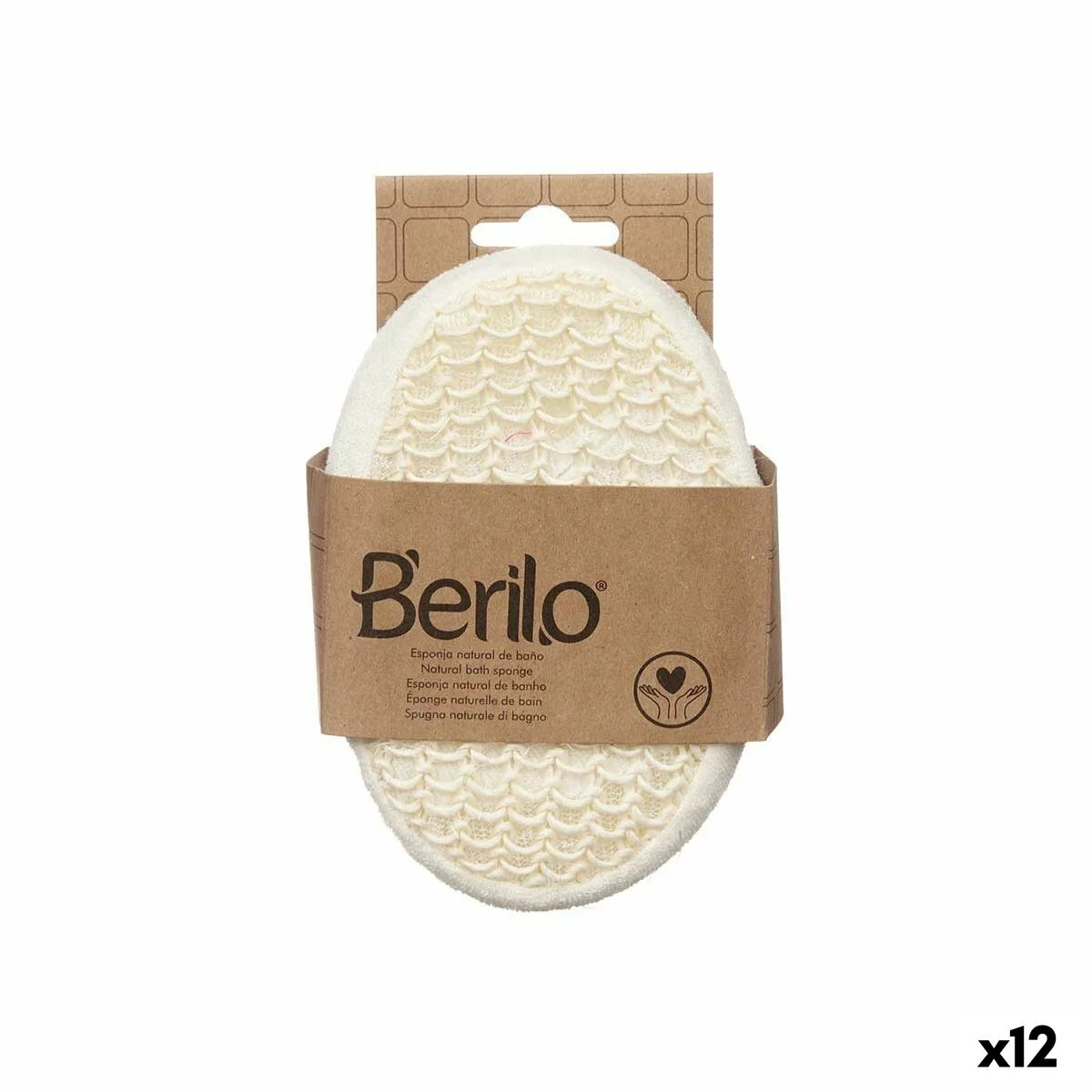 Esponja Corporal Berilo Blanco Beige 11 x 15 x 5 cm (12 Unidades)