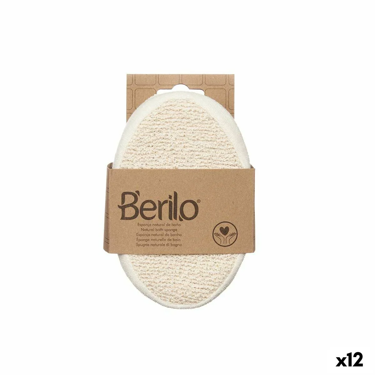 Esponja Corporal Berilo Blanco Beige 15 x 5 x 10 cm (12 Unidades)