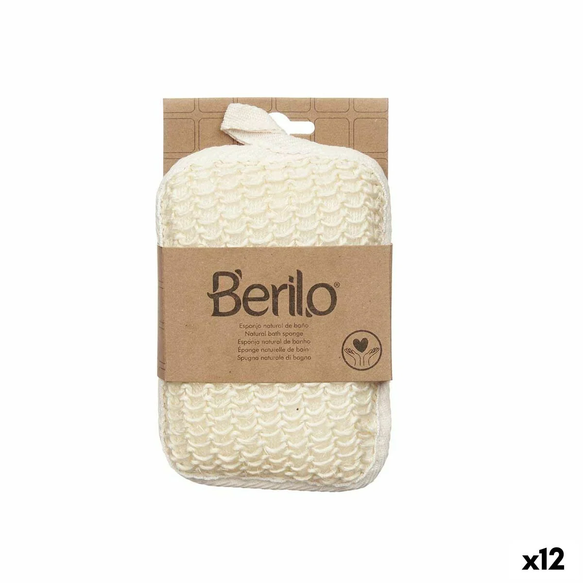 Esponja Corporal Berilo Blanco Beige 11 x 16,5 x 3 cm (12 Unidades)
