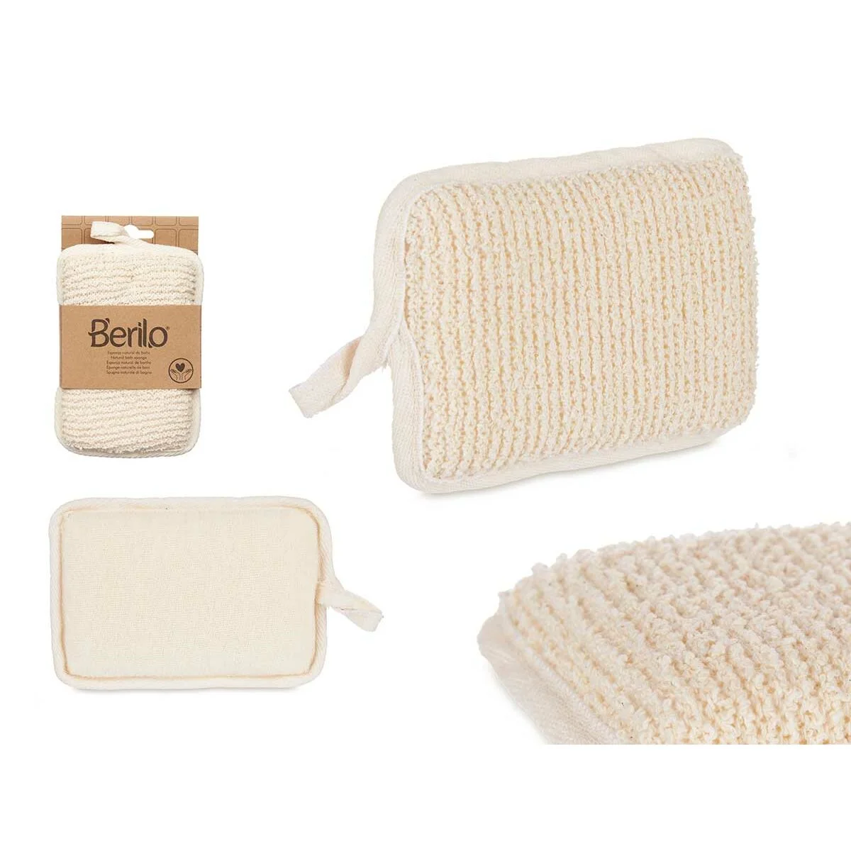 Esponja Corporal Berilo Blanco Beige 11 x 16,5 x 2 cm (12 Unidades)