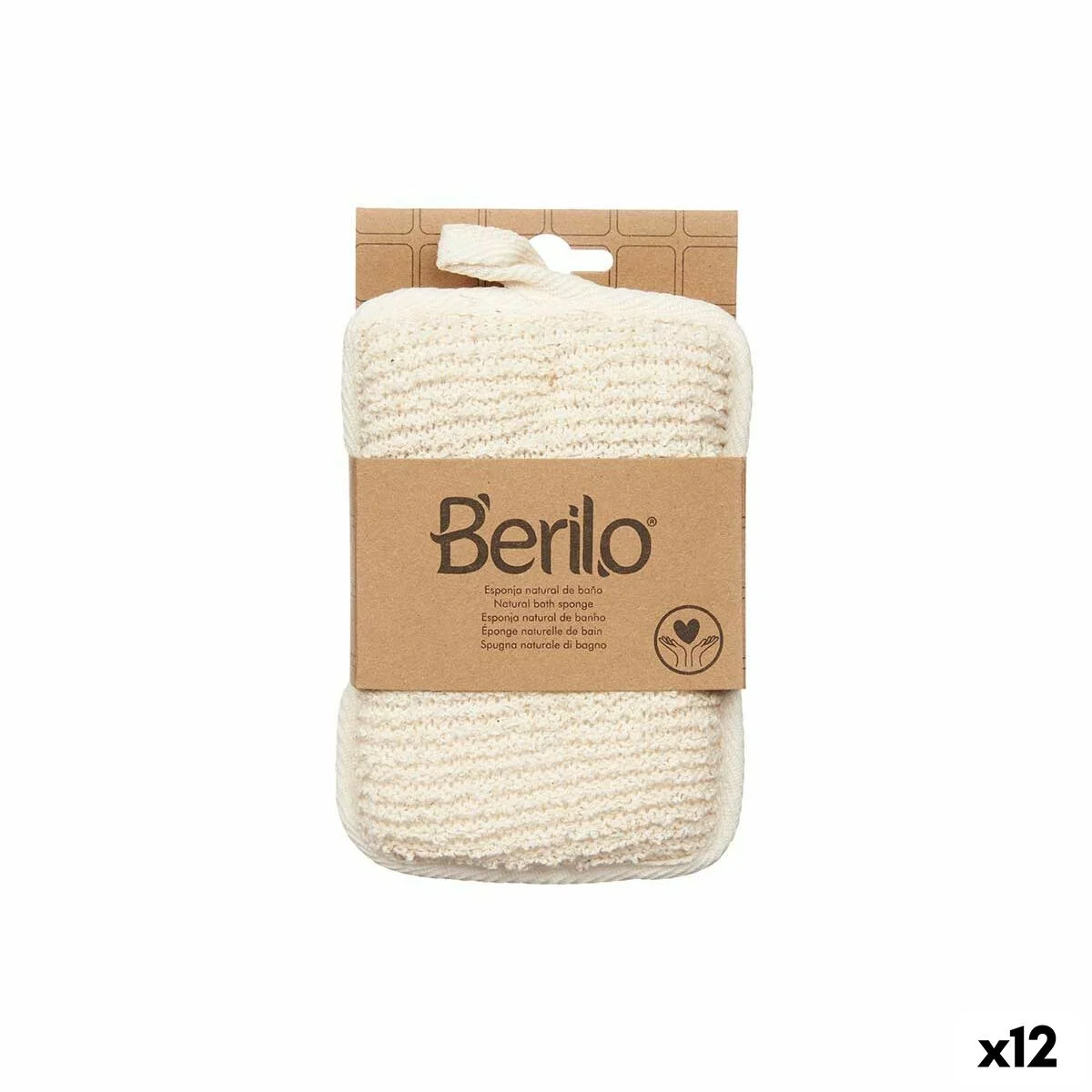 Esponja Corporal Berilo Blanco Beige 11 x 16,5 x 2 cm (12 Unidades)