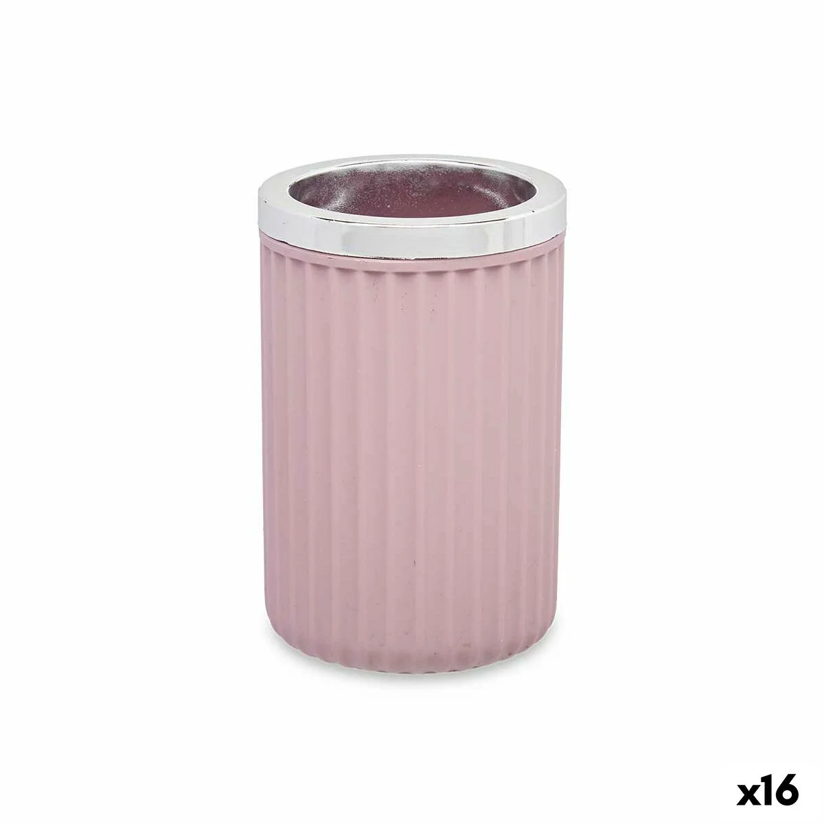 Vaso Berilo Rosa Plástico 7,5 x 11,5 x 7,5 cm (16 Unidades)