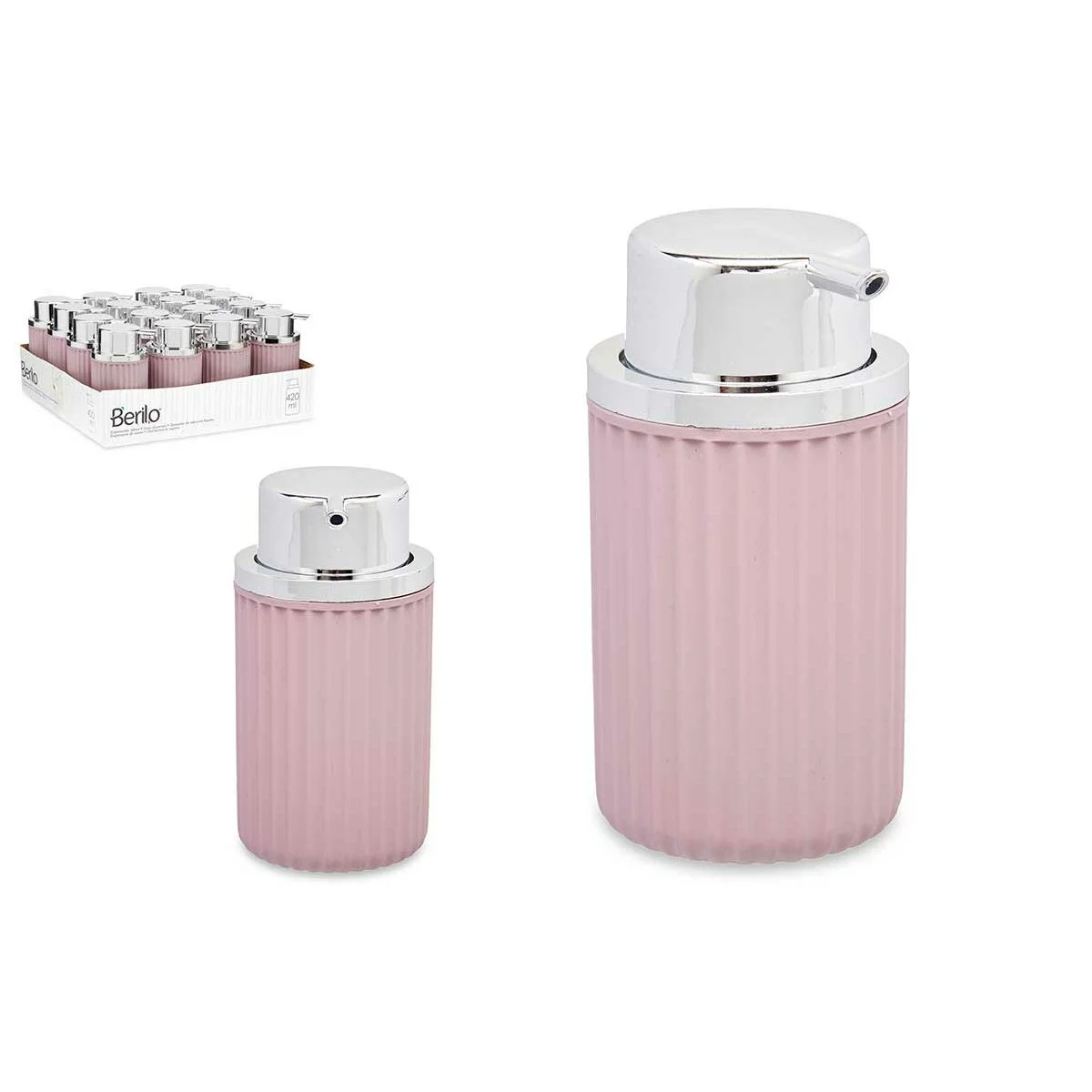 Dispensador de Jabón Berilo Rosa Plástico 420 ml 7 x 14,5 x 8,5 cm (16 Unidades)