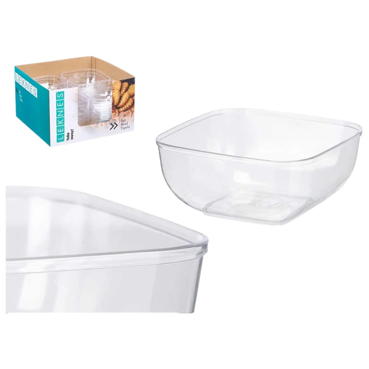 Set de Cuencos Leknes Transparente Plástico 800 ml 15,3 x 7 x 15,3 cm (24 Unidades)