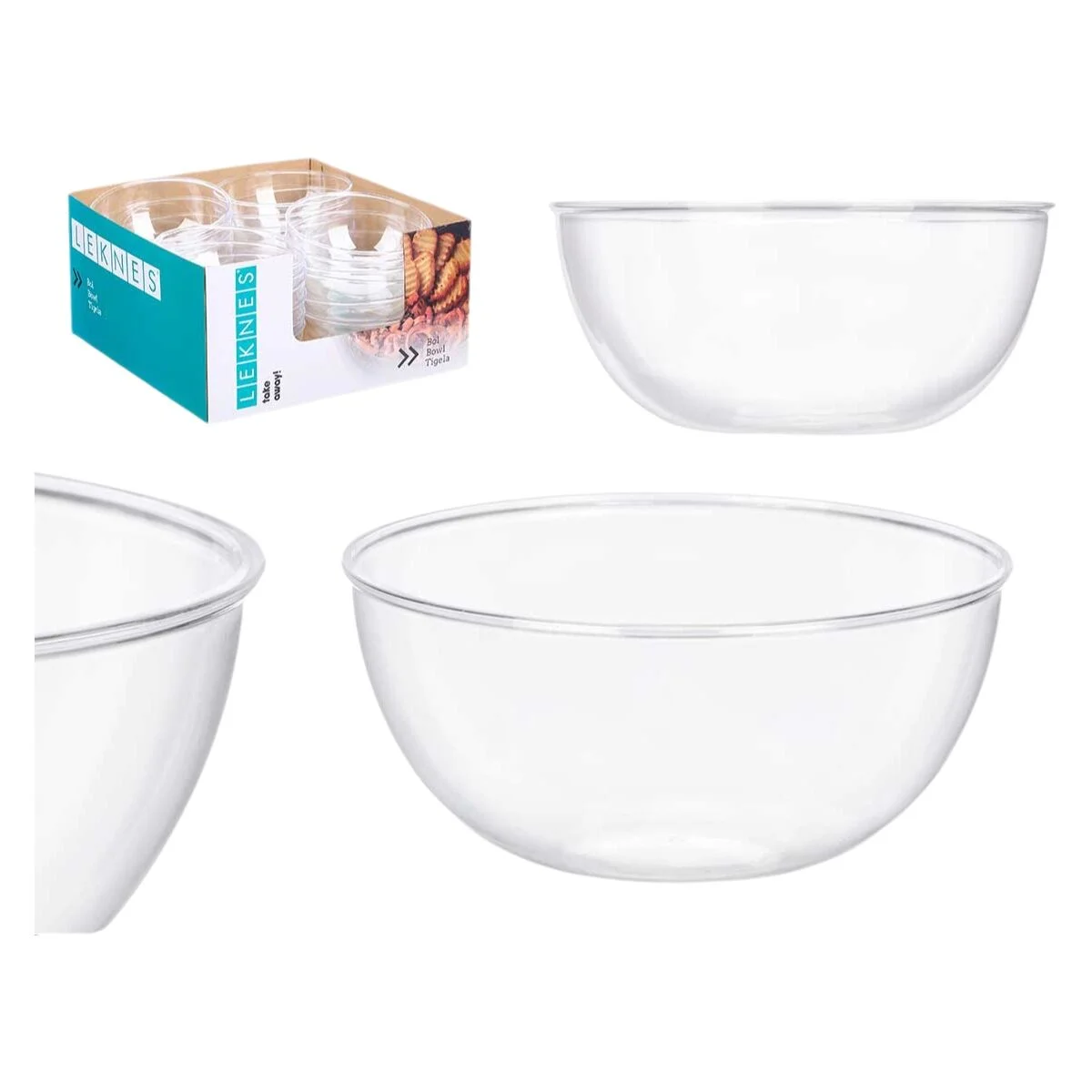 Set de Cuencos Leknes Transparente Plástico 700 ml 15,2 x 7 x 15,2 cm (24 Unidades)
