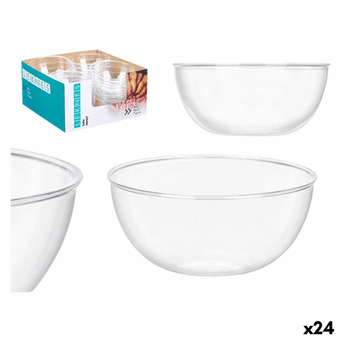 Set de Cuencos Leknes Transparente Plástico 700 ml 15,2 x 7 x 15,2 cm (24 Unidades)