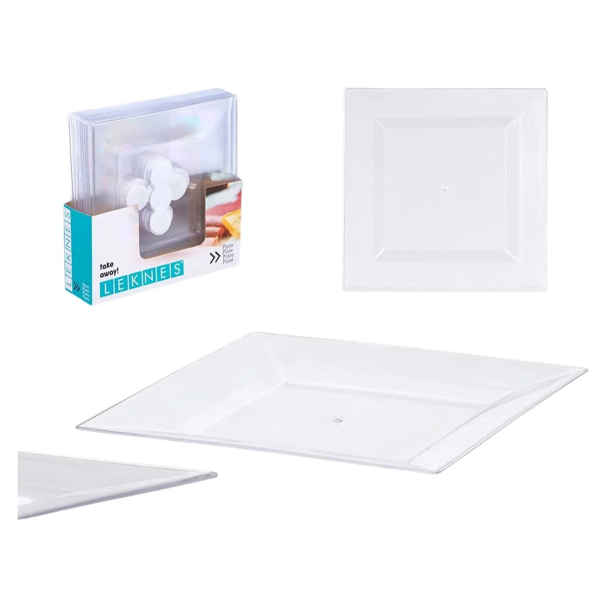 Set de Platos Leknes Transparente Poliestireno Plástico 27,3 x 2,3 x 27,3 cm (24 Unidades)