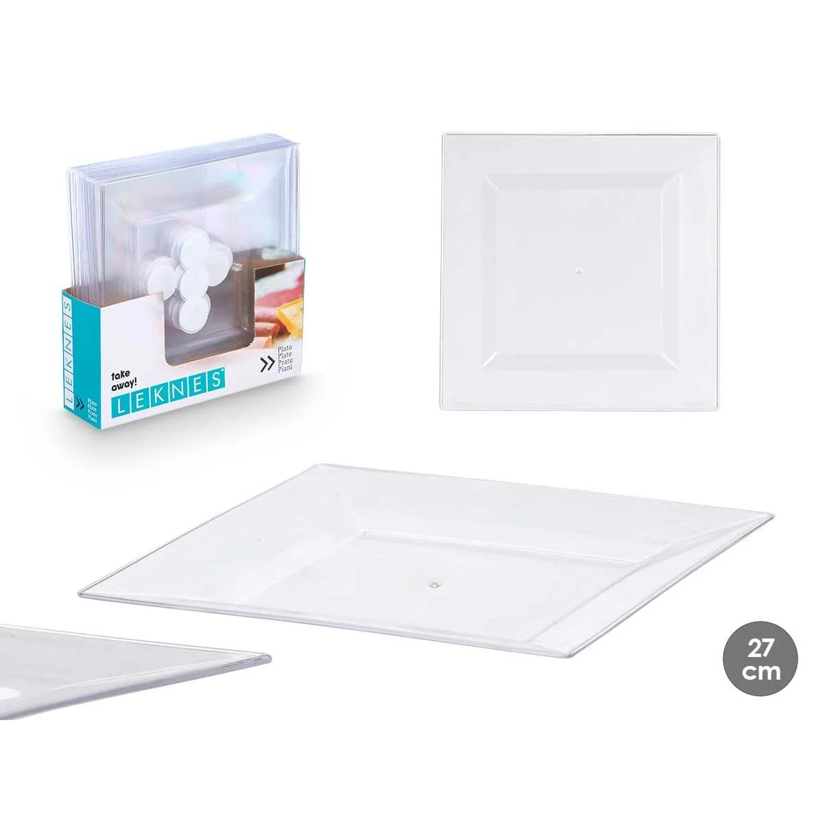 Set de Platos Leknes Transparente Poliestireno Plástico 27,3 x 2,3 x 27,3 cm (24 Unidades)