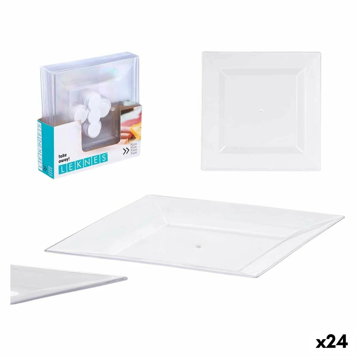 Set de Platos Leknes Transparente Poliestireno Plástico 27,3 x 2,3 x 27,3 cm (24 Unidades)
